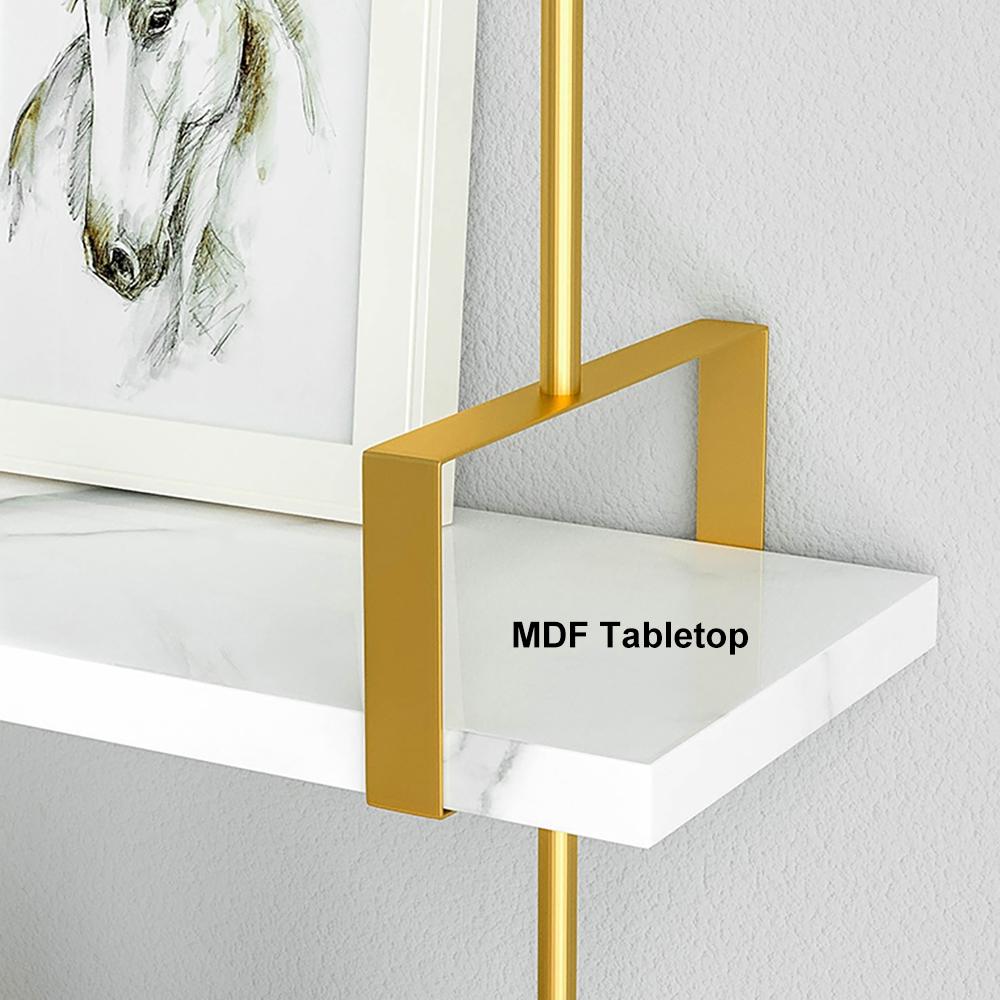 3-Tier Modern Wall Mounted Shelves Long Floating Shelving in White & Gold