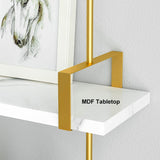 3-Tier Modern Wall Mounted Shelves Long Floating Shelving in White & Gold