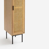 70" Nordic Natural Closet Rattan Woven Cloth Storage Wardrobe with Shelf & Rail
