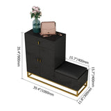 White Shoe Storage Bench 4 Shelves PU Leather Upholstered Shoe with Drawers & Flip Top