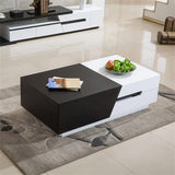 Pinkle 82'' Modern Wood Extendable Sliding Top Coffee Table with Storage in White Walnut