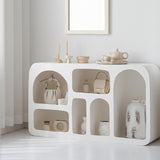 47.2" Art Deco Storage Console Table White Arched Shelves Entryway Cabinet