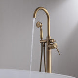 Classic Single Handle Swirling Spout Freestanding Tub Faucet with Handshower