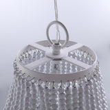 Kesarre Retro Wood Beaded Chandelier Empire Ceiling Light in Gray & Blue
