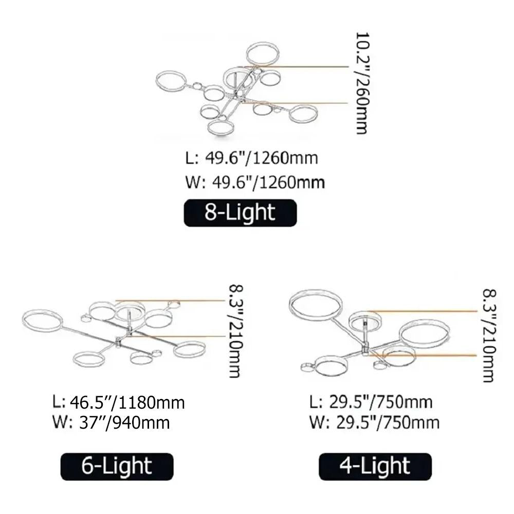Modern Semi Flush Mount Lighting Gold Ceiling Light Fixture LED Ring