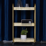 Modern Gold 3 Tiers Mesh Storage Shelves Rolling Cart Rack Metal