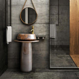 Vintage Retro Kaolin Clay Pedestal Sink Freestanding Bathroom Sink