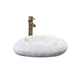 Vessel Oval Natural Stone Bathroom Wash Sink Cobblestone Shape