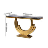 59.1" Gold & Black Marble Console Table Narrow Rectangular Entryway Table