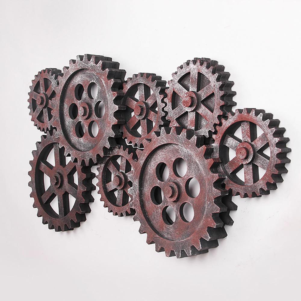 Industrial Distressed Wall Decor with Gear Design in HDF