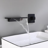 Waterfall Wall Mount Bathroom Sink Faucet Single Knob Solid Brass Brushed Gold