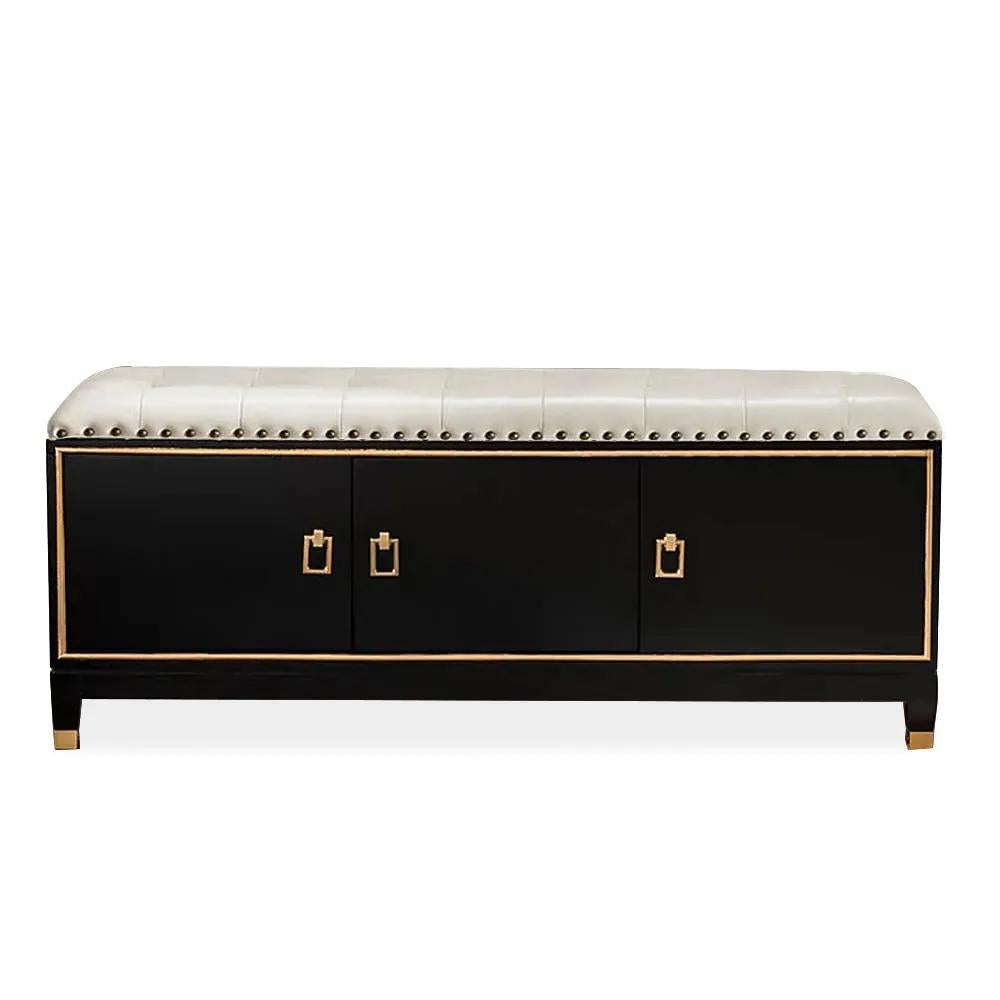 39.4" Faux Leather Upholstered Entryway Bench with Storage Shoe Cabinet 3-Door