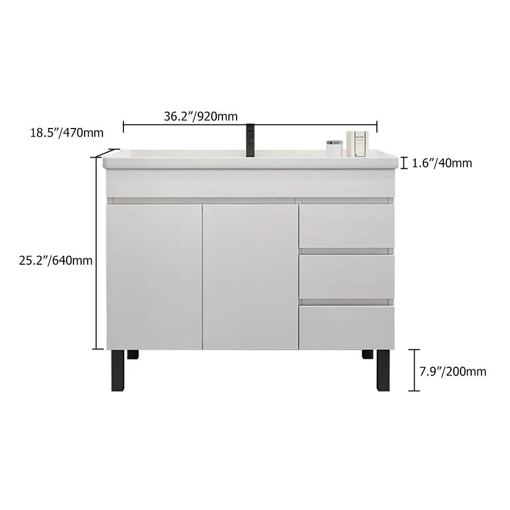 36" Modern Black Bathroom Vanity Ceramics Single Sink Freestanding with 3 Drawers