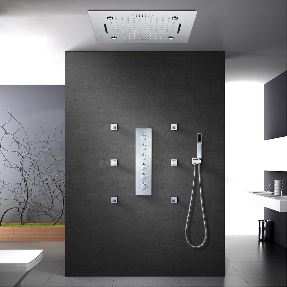 Wall-Mounted 20" Music Shower System Rainfall 5 Functions Thermostatic