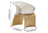 Hofer Outdoor Rattan Patio Armchair with White Cushion Arched Bottom Low-Back