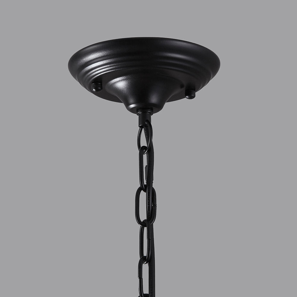 Retro Rustic Clear Glass Shade Bell Jar Pendant Light with 3 Candle Lights Black Metal