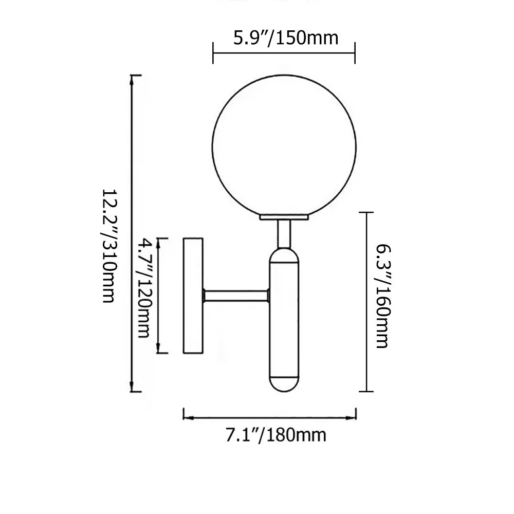 White and Gold LED Glass Globe Indoor Wall Sconce