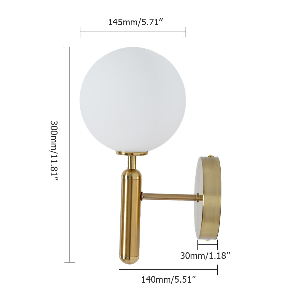 White and Gold LED Glass Globe Indoor Wall Sconce