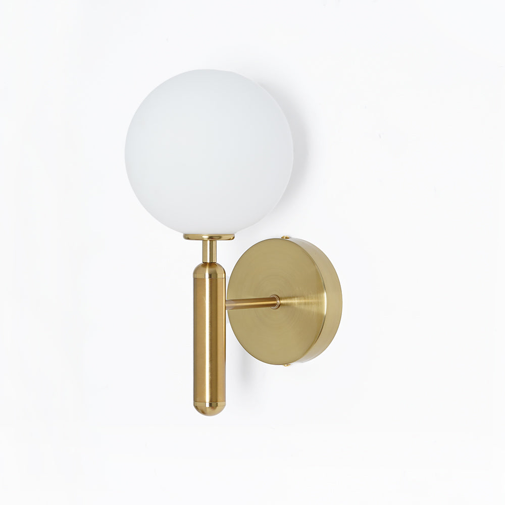 White and Gold LED Glass Globe Indoor Wall Sconce