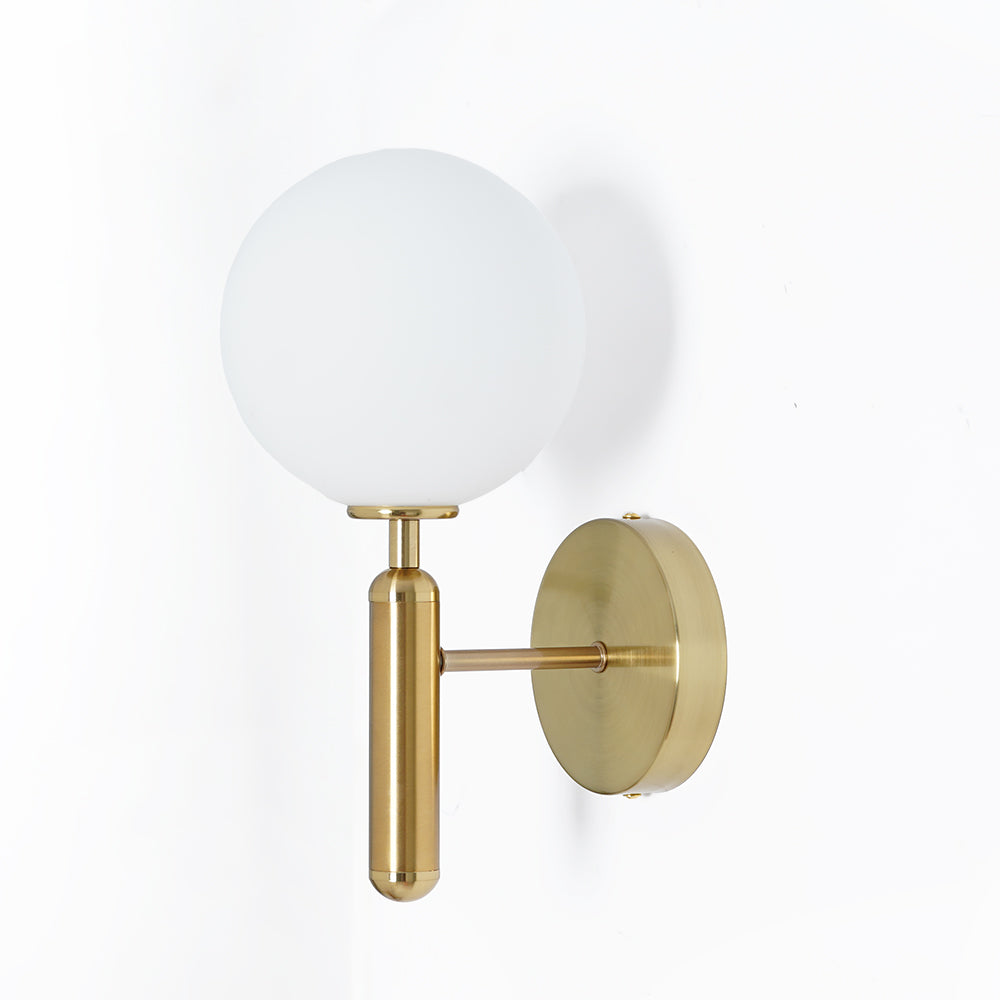 White and Gold LED Glass Globe Indoor Wall Sconce