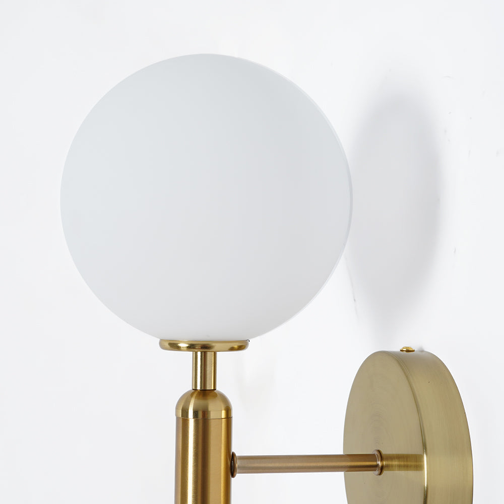 White and Gold LED Glass Globe Indoor Wall Sconce
