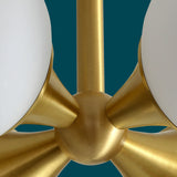 Brass 4-Light Semi-Flush Mount Ceiling Light Globe Shade Mini Chandelier Ceiling Light