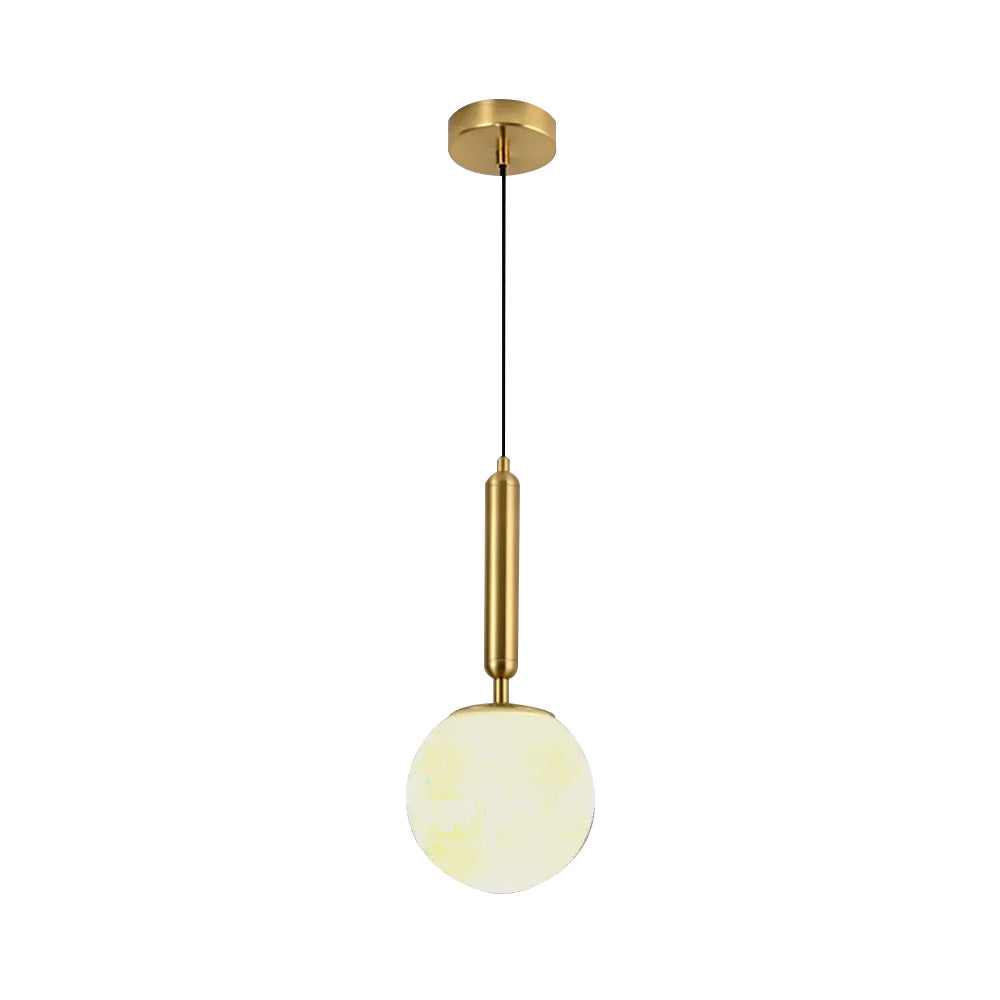 Modern LED Globe White and Gold Single Pendant Light