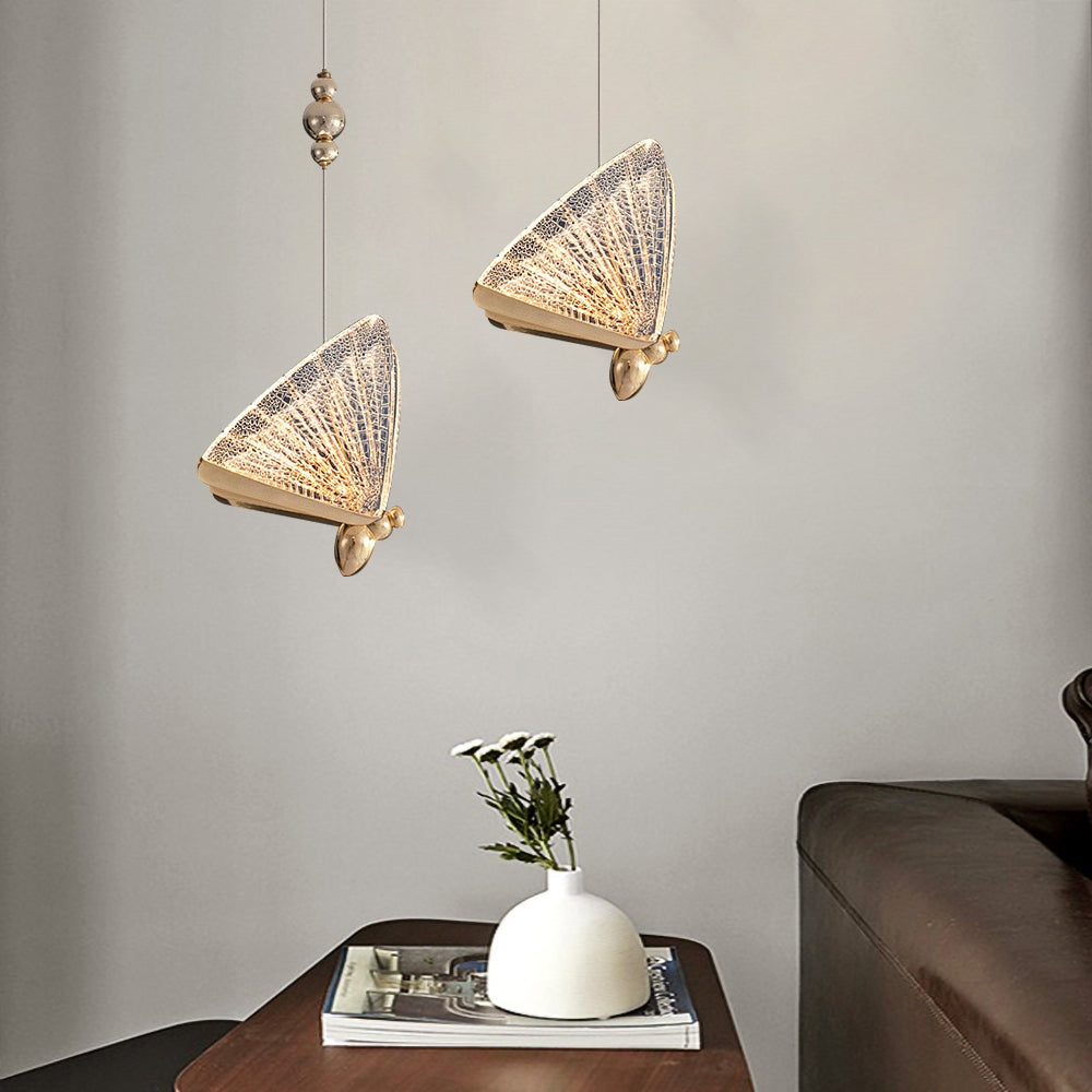 Butterfly LED Clear and Gold Unique Pendant Light