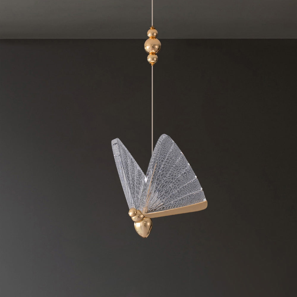 Butterfly LED Clear and Gold Unique Pendant Light