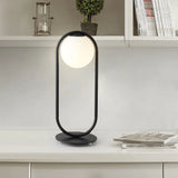 Gold Metal White Glass Globe Table Lamp LED for Bedroom