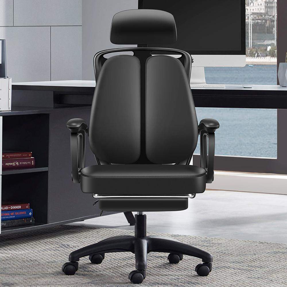 Swivel Office Chair with Lumbar Support & Armrests Task Chair in Black-Furniture,Office Chairs,Office Furniture