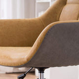 Brown Leath-aire Tufted Office Chair for Desk Upholstered Task Chair Adjustable Height-Furniture,Office Chairs,Office Furniture