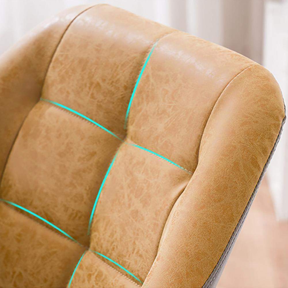 Brown Leath-aire Tufted Office Chair for Desk Upholstered Task Chair Adjustable Height-Furniture,Office Chairs,Office Furniture
