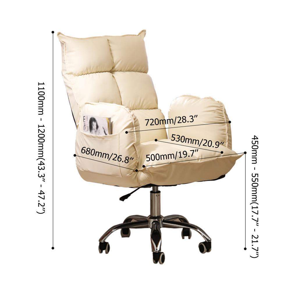 Modern PU Leather Task Chair Upholstered Swivel Office Chair Height Adjustable-Furniture,Office Chairs,Office Furniture