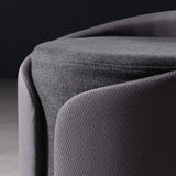 Gray Stylish Round Upholstered Ottoman Cotton & Linen Ottoman Pouf-Richsoul-Furniture,Living Room Furniture,Ottomans & Benches