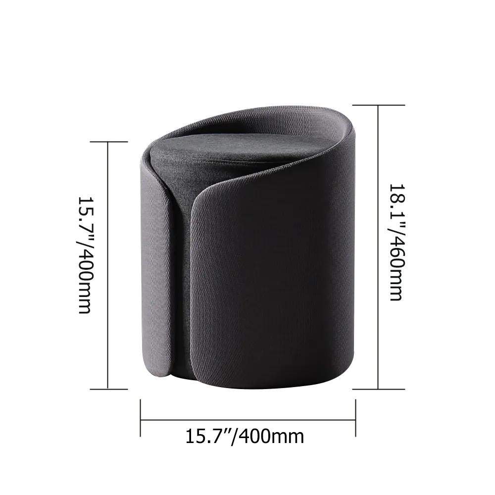 Gray Stylish Round Upholstered Ottoman Cotton & Linen Ottoman Pouf-Richsoul-Furniture,Living Room Furniture,Ottomans & Benches