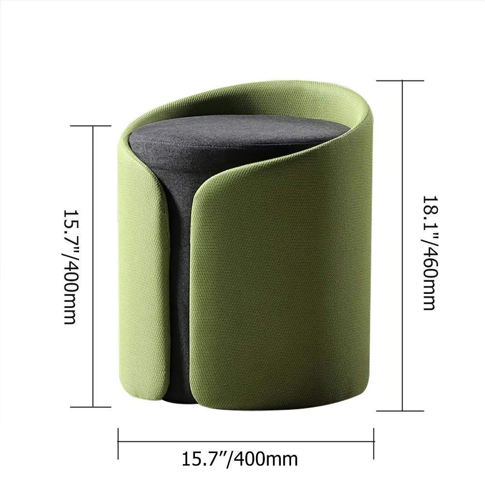 Gray Stylish Round Upholstered Ottoman Cotton & Linen Ottoman Pouf-Richsoul-Furniture,Living Room Furniture,Ottomans & Benches
