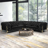 Modernes Sofa Ecksofa Chesterfield-Sofa aus Samt mit Metallbeinen in Schwarz
