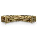 Modern Sofa Sectionals Velvet Upholstered Sofa Chesterfield Sofa in Metal Legs Black-Richsoul-Furniture,Living Room Furniture,Sectionals