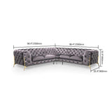 Modern Sofa Sectionals Velvet Upholstered Sofa Chesterfield Sofa in Metal Legs Black-Richsoul-Furniture,Living Room Furniture,Sectionals