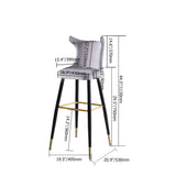 Gray Counter Height Bar Stool Velvet Upholstery with Tufted Back Set of 2