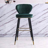Green Velvet Upholstered Counter Height Bar Stool with Back Set of 2