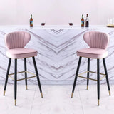 Green Velvet Upholstered Counter Height Bar Stool with Back Set of 2
