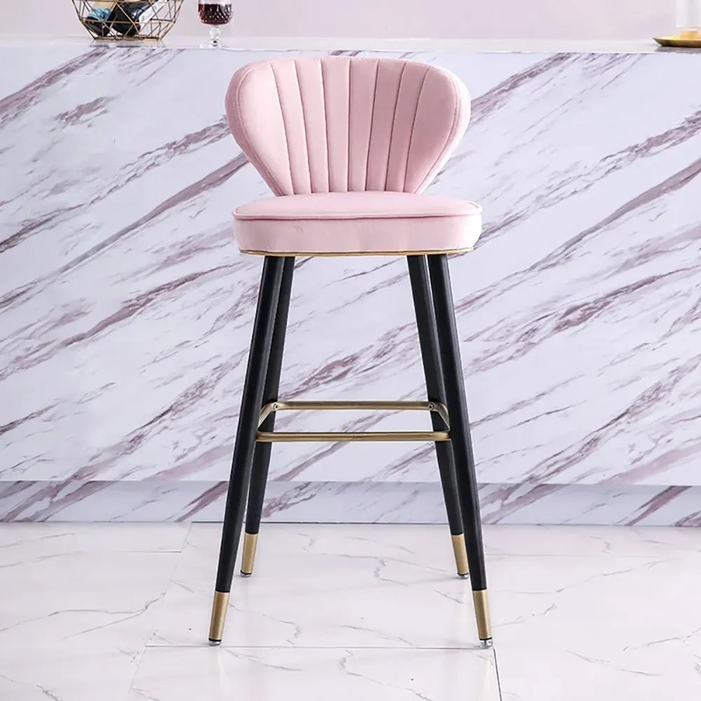Green Velvet Upholstered Counter Height Bar Stool with Back Set of 2