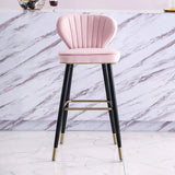Green Velvet Upholstered Counter Height Bar Stool with Back Set of 2