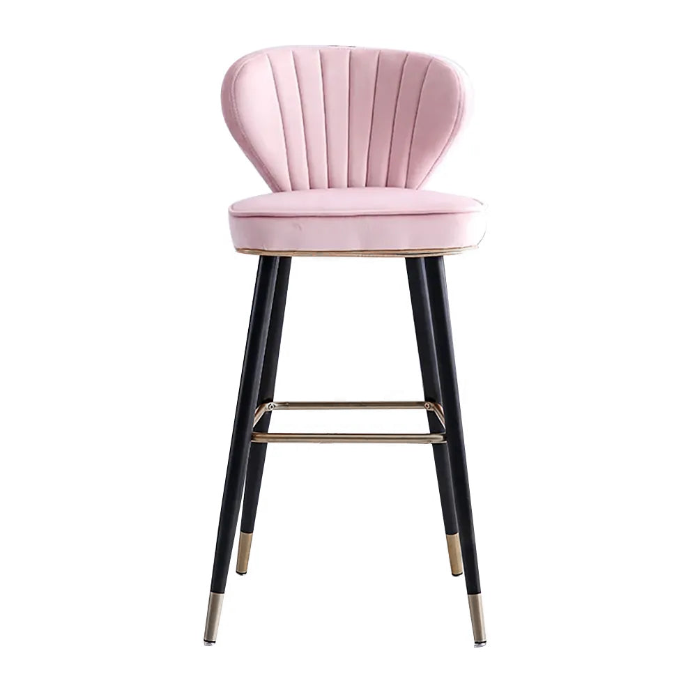 Green Velvet Upholstered Counter Height Bar Stool with Back Set of 2