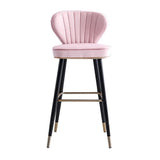 Green Velvet Upholstered Counter Height Bar Stool with Back Set of 2