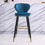 Green Velvet Upholstered Counter Height Bar Stool with Back Set of 2