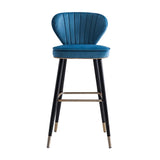 Green Velvet Upholstered Counter Height Bar Stool with Back Set of 2