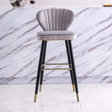 Green Velvet Upholstered Counter Height Bar Stool with Back Set of 2